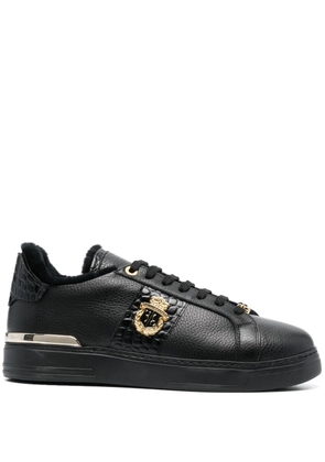 Billionaire logo-plaque low-top leather sneakers - Black