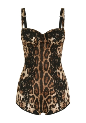Dolce & Gabbana leopard-print balconette bodysuit - Brown