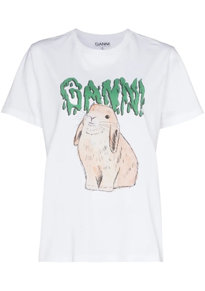 GANNI Rabbit logo T-shirt - White