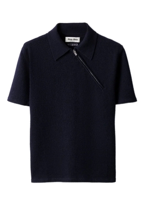 Miu Miu zip-front ribbed knit sweater - Blue