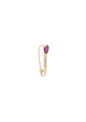 Loren Stewart Mini Gemstone Diamond Safety Pin Single Earring in Metallic Gold.
