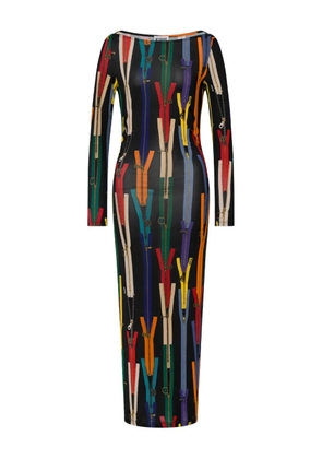 MOSCHINO JEANS abstract-print midi dress - Black