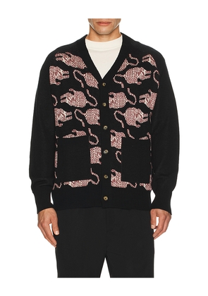 Kardo Agamay Knitted Cardigan With Patch Pockets in Black. Size L. Also in M, S, XL/1X.