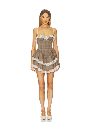 MAJORELLE Dolly Mini Dress in Brown. Size L. Also in M, S, XL, XS, XXS.