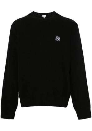 LOEWE logo-embroidered wool jumper - Black