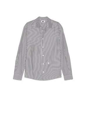 KROST Embroidered Striped Shirt in Black. Size L. Also in M, S, XL/1X.