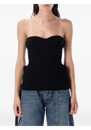 Jean Paul Gaultier ribbed-knit bustier top - Black