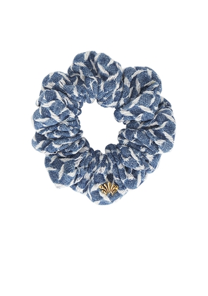 Lele Sadoughi Lattice Denim Scrunchie in Blue.