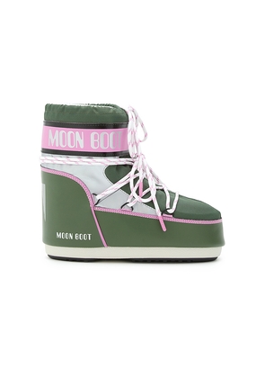 MOON BOOT Kids Icon Space Racing Low Boot in Green,Pink. Size 33-35. Also in 36-38.
