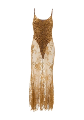Jacques lace animal-print dress - Brown
