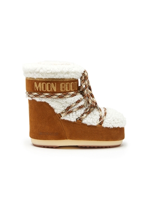 MOON BOOT Kids Icon Shearling Low Boot in Brown. Size 33-35. Also in 36-38.