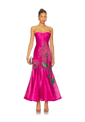 LA FUORI Orchid Embroidered Gown in Pink. Size M. Also in S, XS.
