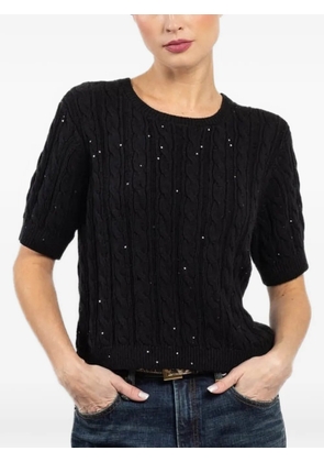 FRAME cable-knit embellished top - Black