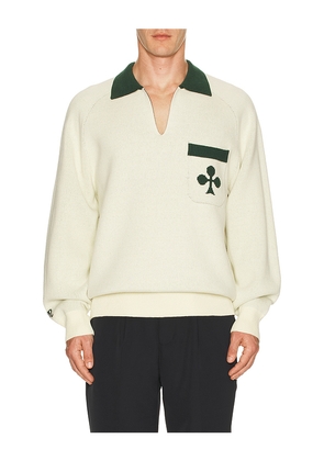Malbon Golf King Of Clubs Sweater in Cream. Size L. Also in S.