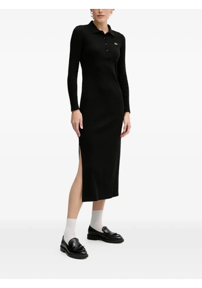 Lacoste long-sleeves ribbed midi dress - Black