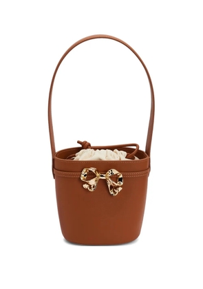 Self-Portrait bow-embellished bucket bag - Brown