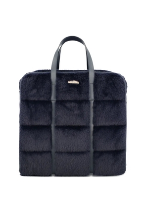 Herno medium quilted faux-fur tote bag - Blue