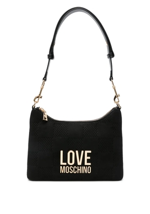 Love Moschino logo-plaque checkered shoulder bag - Black