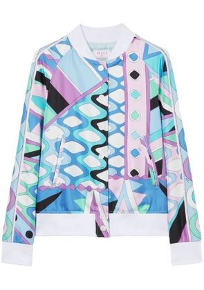 PUCCI Vivara-print silk-twill bomber jacket - Blue