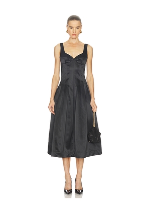 NICHOLAS Cory Corset Waist Midi Dress in Black. Size 0. Also in 10, 2, 4, 6, 8.