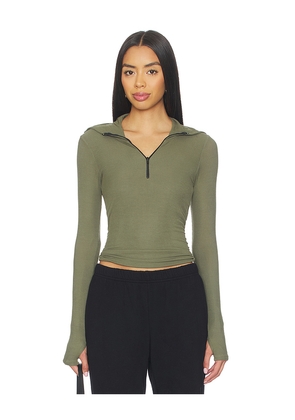 Michael Lauren Jove Long Sleeve Half Zip Top in Sage. Size L. Also in M, S, XS.