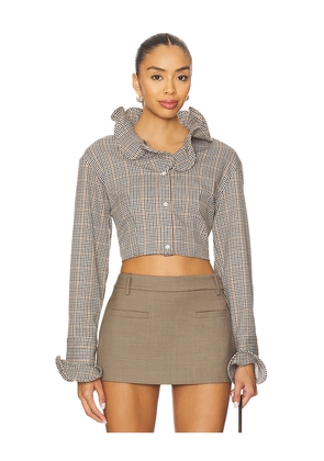 MSGM Viscose Blend Shirt in Brown. Size 36. Also in 38, 42.