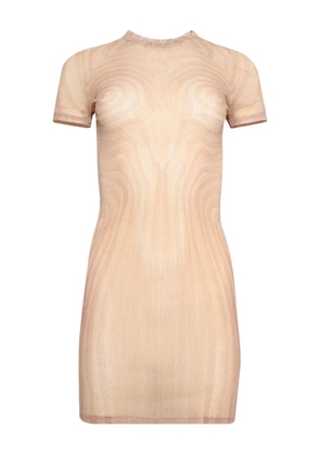 Jean Paul Gaultier spiral-print mesh mini dress - Neutrals