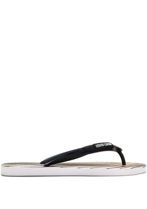 Roberto Cavalli Ray Gold Print flip-flops - Black