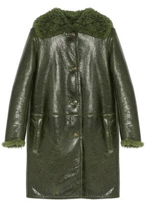 Yves Salomon patent-finish leather coat - Green