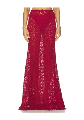 L'Academie by Marianna Zelie Maxi Skirt in Burgundy. Size L. Also in M, S, XL, XS, XXS.