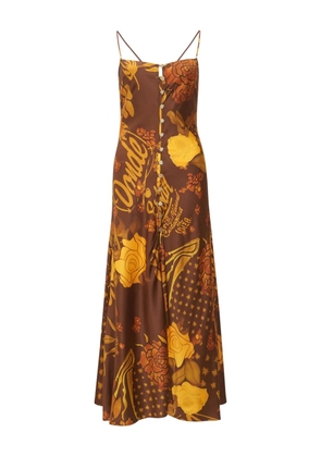 Donde Esteban Veranera floral button slip midi dress - Brown