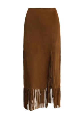 Polo Ralph Lauren suede fringed midi skirt - Brown