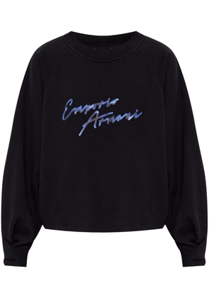 Emporio Armani logo-embroidered sweatshirt - Black