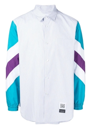 Fumito Ganryu contrast-sleeve striped shirt - Blue