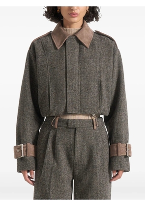 Manière De Voir Galia herringbone suede jacket - Grey