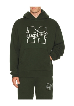 Museum of Peace and Quiet Banner Hoodie in Green. Size L. Also in M, S, XL/1X, XS.