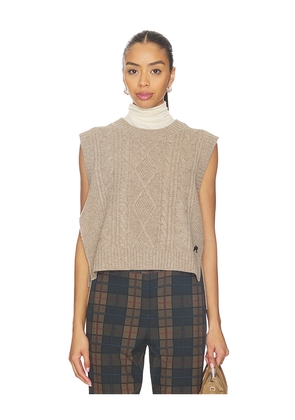 Malbon Golf Elspeth Sweater Vest in Taupe. Size L. Also in XS, S, M, XL.