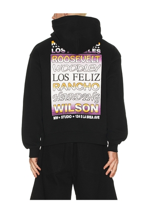 Metalwood Studio Flyer Hoodie in Black. Size L. Also in M, S, XL/1X.