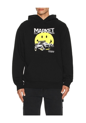 Market Smiley All Four Hoodie in Black. Size L. Also in M, S, XL/1X.