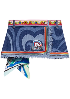 PUCCI Marmo-print denim skirt - Blue