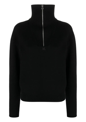 Courrèges logo-patch half-zip jumper - Black