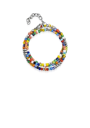 Nialaya Assorted Vintage Trifocal Beaded Wrap Bracelet in Orange. Size L. Also in M, XL/1X.