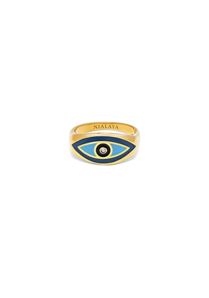 Nialaya Evil Eye Ring in Metallic Gold. Size 10. Also in 11, 9.