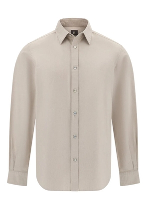 Boggi Milano polo-collar linen shirt - Neutrals
