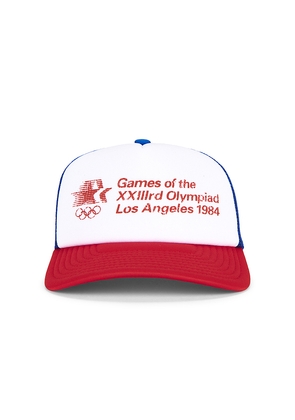 Olympics Heritage Los Angeles 84 Games Foam Trucker Hat in White.