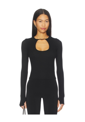 Michael Lauren Orson Crop Longsleeve Top in Black. Size L. Also in M, S, XL, XS.
