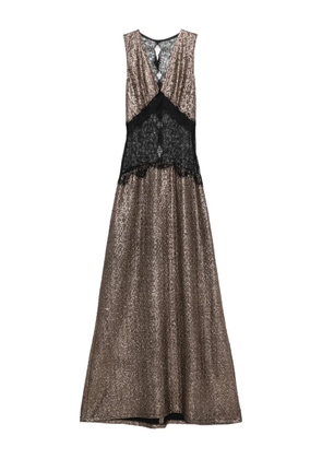 MIAU by Clara Rotescu Sokar lace-insert glitter maxi dress - Gold