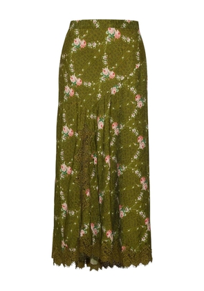 Cara Cara floral lace-trimmed skirt - Green