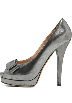 Fendi Pre-Owned 140mm peep-toe metallic pumps - Silver
