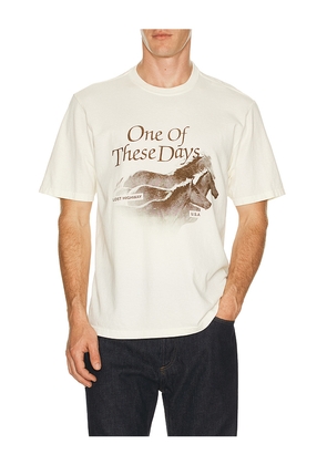 ONE OF THESE DAYS Lost Highway Tee in White. Size L. Also in M, S, XL/1X.